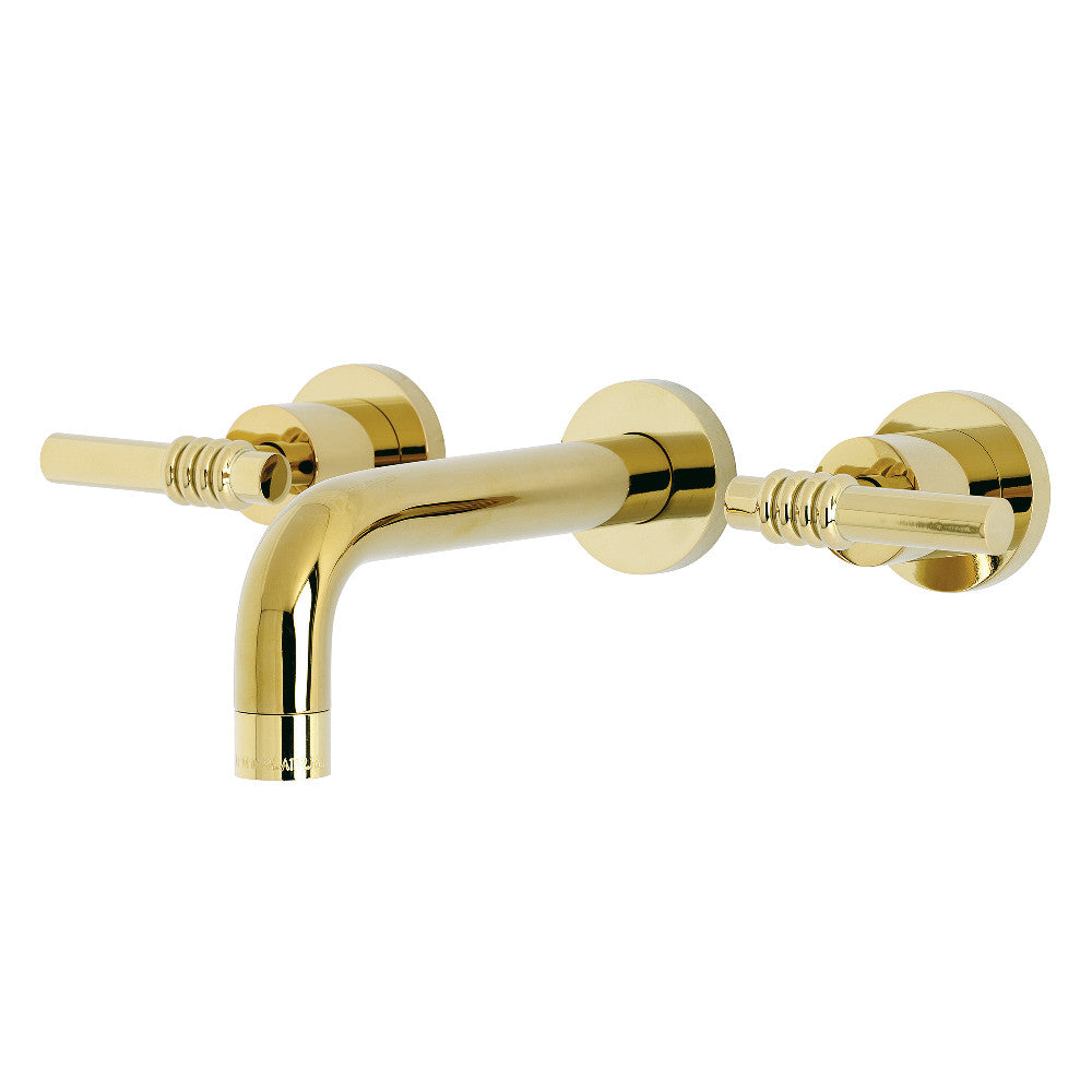 Kingston Brass KS8122ML Milano 2-Handle 8 in. Wall Mount Bathroom Faucet, Polished Brass - BNGBath