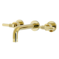 Thumbnail for Kingston Brass KS8122ML Milano 2-Handle 8 in. Wall Mount Bathroom Faucet, Polished Brass - BNGBath