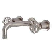 Thumbnail for Kingston Brass KS8128RX Belknap Two-Handle Wall Mount Bathroom Faucet, Brushed Nickel - BNGBath