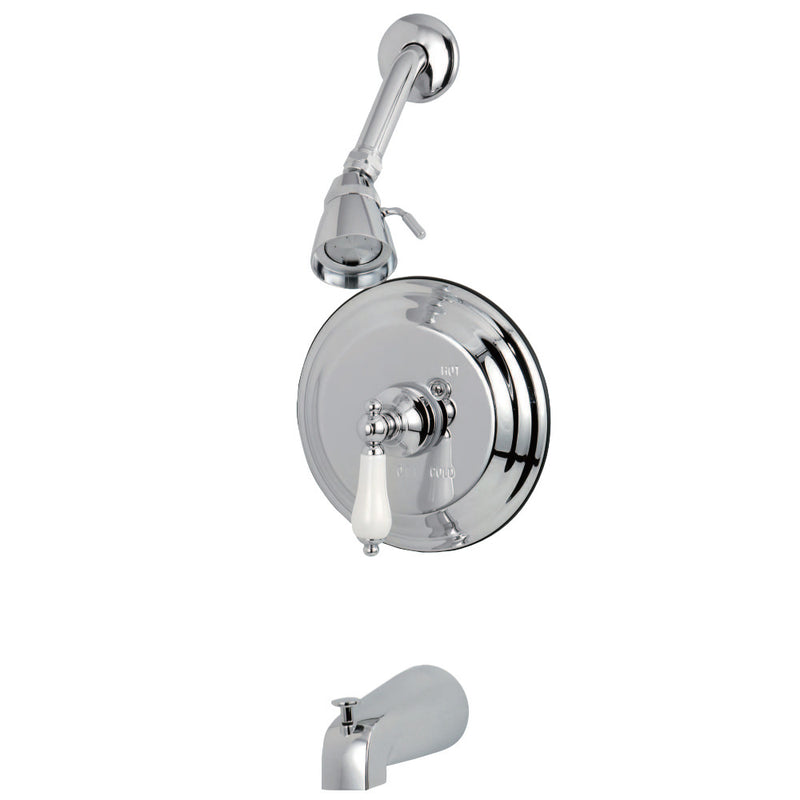 Kingston Brass GKB3631PL Water Saving Restoration Tub and Shower Faucet with Porcelain Lever Handles, Polished Chrome - BNGBath