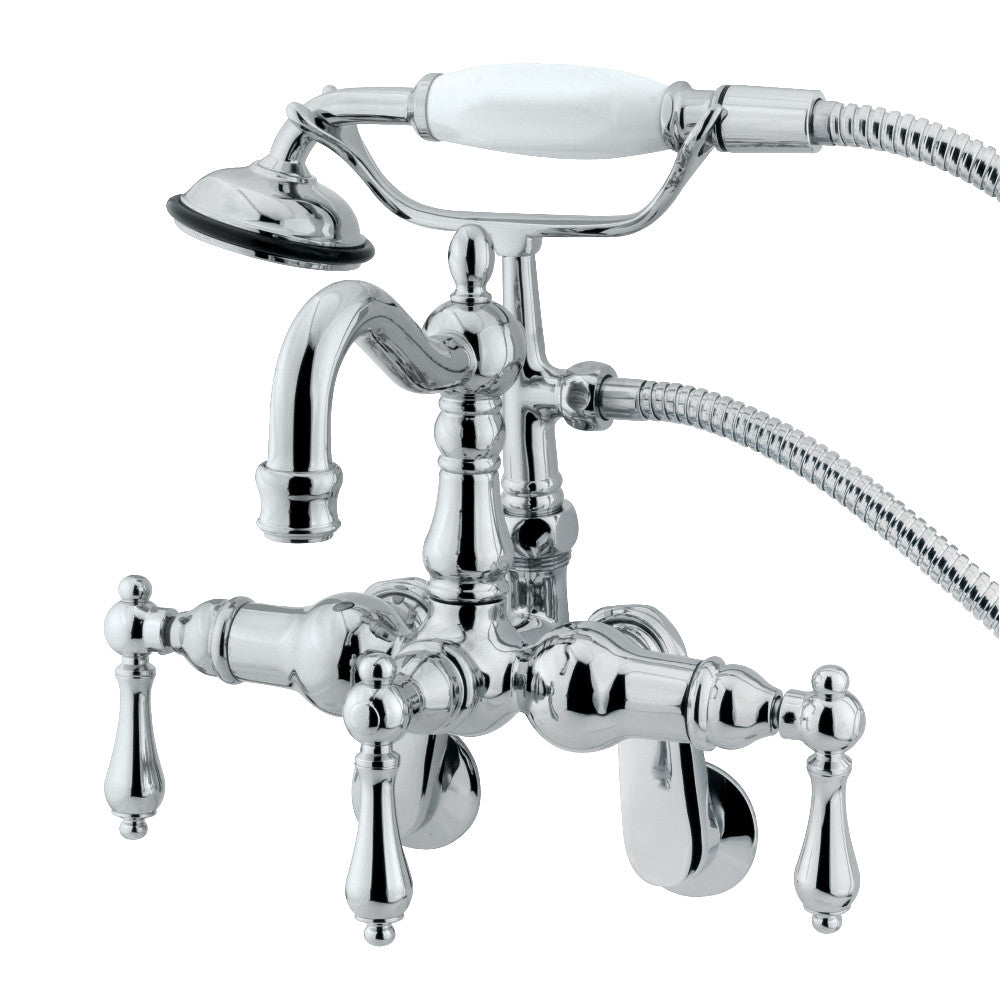 Kingston Brass CC1302T1 Vintage Adjustable Center Wall Mount Tub Faucet with Hand Shower, Polished Chrome - BNGBath