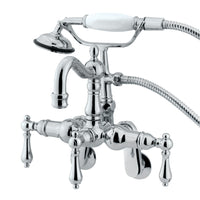 Thumbnail for Kingston Brass CC1302T1 Vintage Adjustable Center Wall Mount Tub Faucet with Hand Shower, Polished Chrome - BNGBath