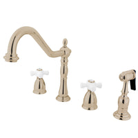 Thumbnail for Kingston Brass KB1796PXBS Widespread Kitchen Faucet, Polished Nickel - BNGBath