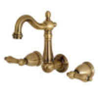 Thumbnail for Kingston Brass KS1223AL 8-Inch Center Wall Mount Bathroom Faucet, Antique Brass - BNGBath