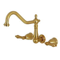 Thumbnail for Kingston Brass KS1027AL Heritage Wall Mount Tub Faucet, Brushed Brass - BNGBath