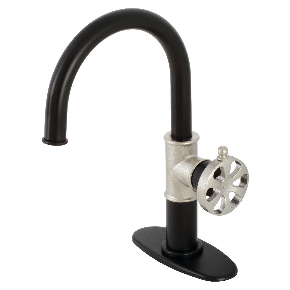 Kingston Brass KSD2236RX Belknap Single-Handle Bathroom Faucet with Push Pop-Up, Matte Black/Polished Nickel - BNGBath