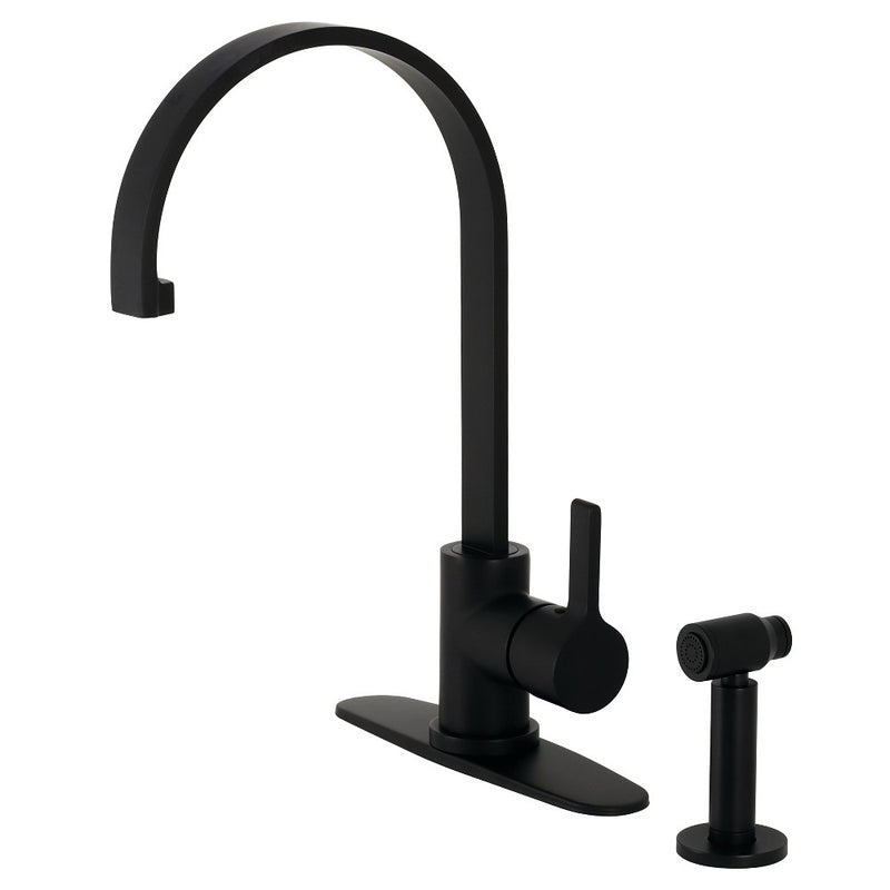 Kingston Brass LS8710CTLBS Continental Single-Handle Kitchen Faucet with Brass Sprayer, Matte Black - BNGBath