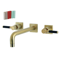 Thumbnail for Kingston Brass KS6027DKL Ksiser Wall Mount Tub Faucet, Brushed Brass - BNGBath