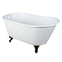 Thumbnail for Aqua Eden VCTND5328NT5 53-Inch Cast Iron Single Slipper Clawfoot Tub (No Faucet Drillings), White/Oil Rubbed Bronze - BNGBath