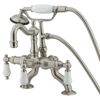 Thumbnail for Kingston Brass CC2011T8 Vintage Clawfoot Tub Faucet with Hand Shower, Brushed Nickel - BNGBath