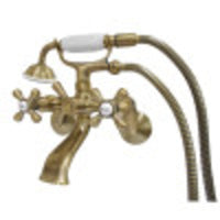 Thumbnail for Kingston Brass KS266AB Kingston Wall Mount Clawfoot Tub Faucet with Hand Shower, Antique Brass - BNGBath