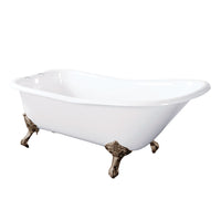Thumbnail for Aqua Eden VCT7D6630NF8 67-Inch Cast Iron Single Slipper Clawfoot Tub with 7-Inch Faucet Drillings, White/Brushed Nickel - BNGBath