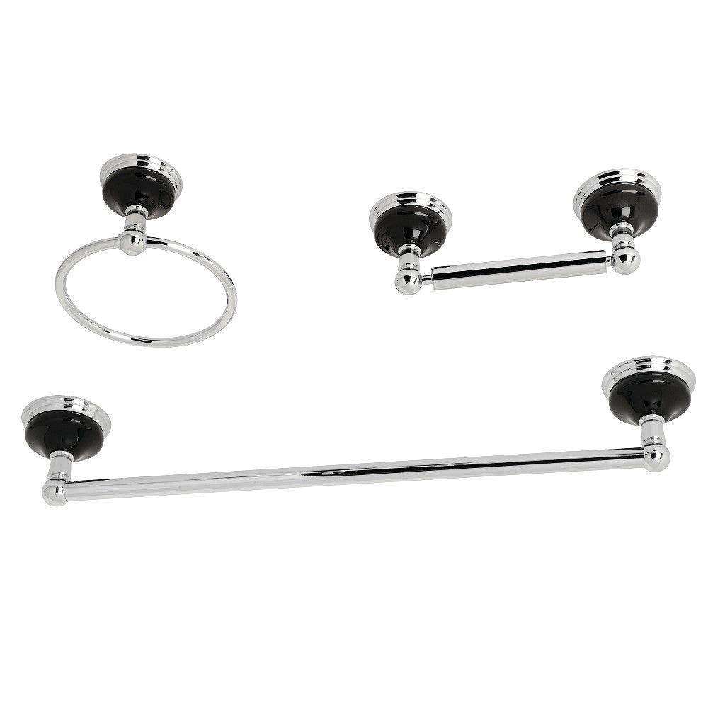 Kingston Brass BAK911148C Water Onyx 3-Piece Bathroom Accessory Set, Polished Chrome - BNGBath