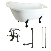 Thumbnail for Aqua Eden KTDE692823C5 67-Inch Acrylic Single Slipper Clawfoot Tub Combo with Faucet and Supply Lines, White/Oil Rubbed Bronze - BNGBath