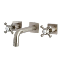 Thumbnail for Kingston Brass KS6128BX Metropolitan Two-Handle Wall Mount Bathroom Faucet, Brushed Nickel - BNGBath