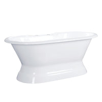 Thumbnail for Aqua Eden VCT7D603024 60-Inch Cast Iron Double Ended Pedestal Tub with 7-Inch Faucet Drillings, White - BNGBath