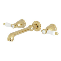 Thumbnail for Kingston Brass KS7122BPL 8-Inch Center Wall Mount Bathroom Faucet, Polished Brass - BNGBath