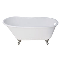 Thumbnail for Aqua Eden VCTND5328NT1 53-Inch Cast Iron Single Slipper Clawfoot Tub (No Faucet Drillings), White/Polished Chrome - BNGBath