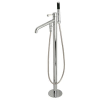 Thumbnail for Kingston Brass KS8131DPL Paris Freestanding Tub Faucet with Hand Shower, Polished Chrome - BNGBath