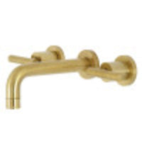 Thumbnail for Kingston Brass KS8127CML Manhattan 2-Handle 8 in. Wall Mount Bathroom Faucet, Brushed Brass - BNGBath