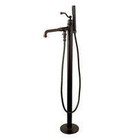 Thumbnail for Kingston Brass KS7035ABL English Country Freestanding Tub Faucet with Hand Shower, Oil Rubbed Bronze - BNGBath
