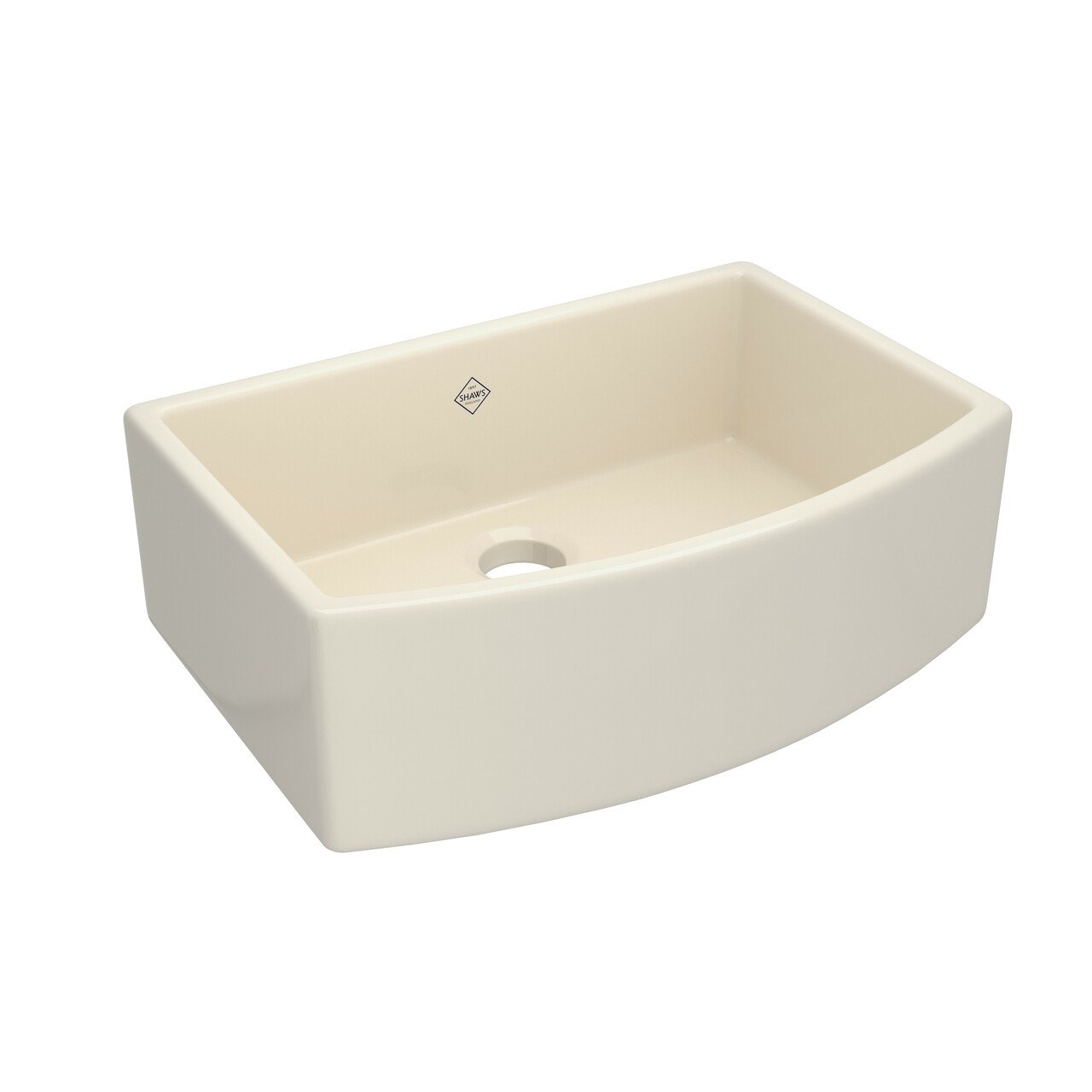 Shaws Classic Waterside Single Bowl Bowed Farmhouse Apron Front Fireclay Kitchen Sink - BNGBath