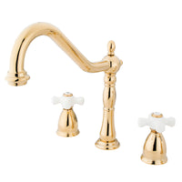 Thumbnail for Kingston Brass KB1792PXLS Widespread Kitchen Faucet, Polished Brass - BNGBath