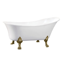 Thumbnail for Aqua Eden VTND512824C2 51-Inch Acrylic Single Slipper Clawfoot Tub (No Faucet Drillings), White/Polished Brass - BNGBath