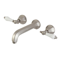 Thumbnail for Kingston Brass KS4128PL Metropolitan 2-Handle Wall Mount Bathroom Faucet, Brushed Nickel - BNGBath