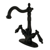 Thumbnail for Kingston Brass KS1430AL Heritage Two-Handle Bathroom Faucet with Brass Pop-Up and Cover Plate, Matte Black - BNGBath