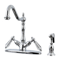 Thumbnail for Kingston Brass KS1231WLLBS Mono Deck Mount Kitchen Faucet with Brass Sprayer, Polished Chrome - BNGBath