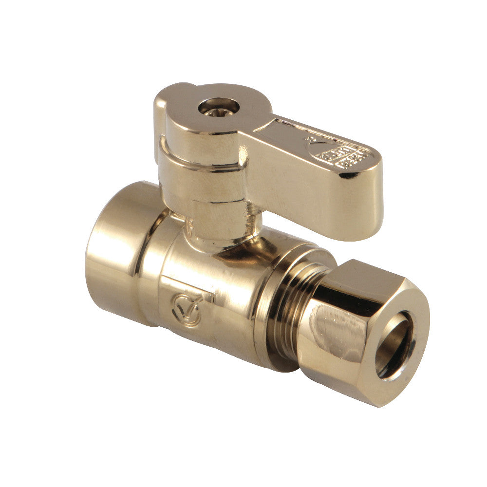 Kingston Brass KF4325PB 1/2" Sweat X 3/8" OD Comp Straight Stop Valve, Polished Brass - BNGBath