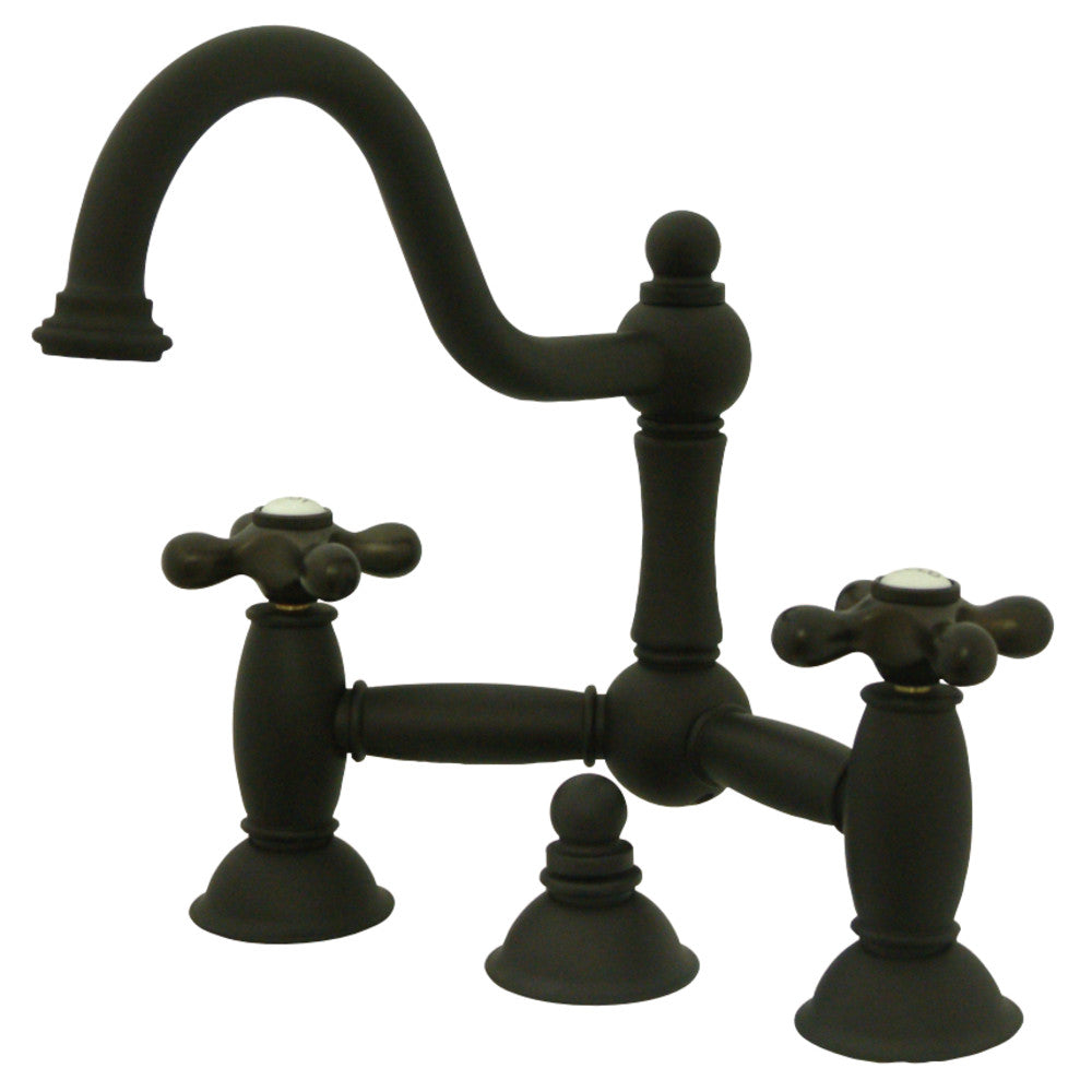 Kingston Brass KS3915AX Restoration Bathroom Bridge Faucet, Oil Rubbed Bronze - BNGBath