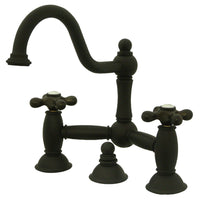 Thumbnail for Kingston Brass KS3915AX Restoration Bathroom Bridge Faucet, Oil Rubbed Bronze - BNGBath