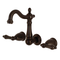 Thumbnail for Kingston Brass KS1225AL Wall Mount Bathroom Faucet, Oil Rubbed Bronze - BNGBath
