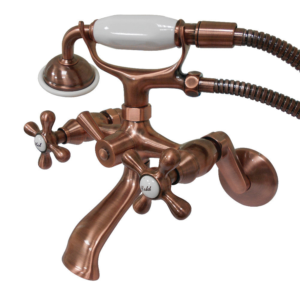 Kingston Brass KS266AC Kingston Wall Mount Clawfoot Tub Faucet with Hand Shower, Antique Copper - BNGBath