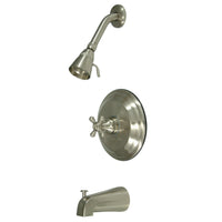 Thumbnail for Kingston Brass GKB2638BX Water Saving Metropolitan Tub & Shower Faucet with Cross Handles, Brushed Nickel - BNGBath