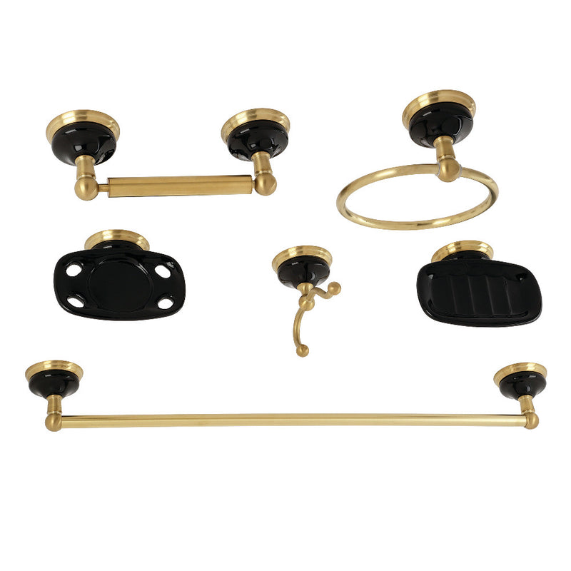 Kingston Brass BAK9110BB2 Water Onyx 6-Piece Bathroom Accessory Set, Brushed Brass - BNGBath