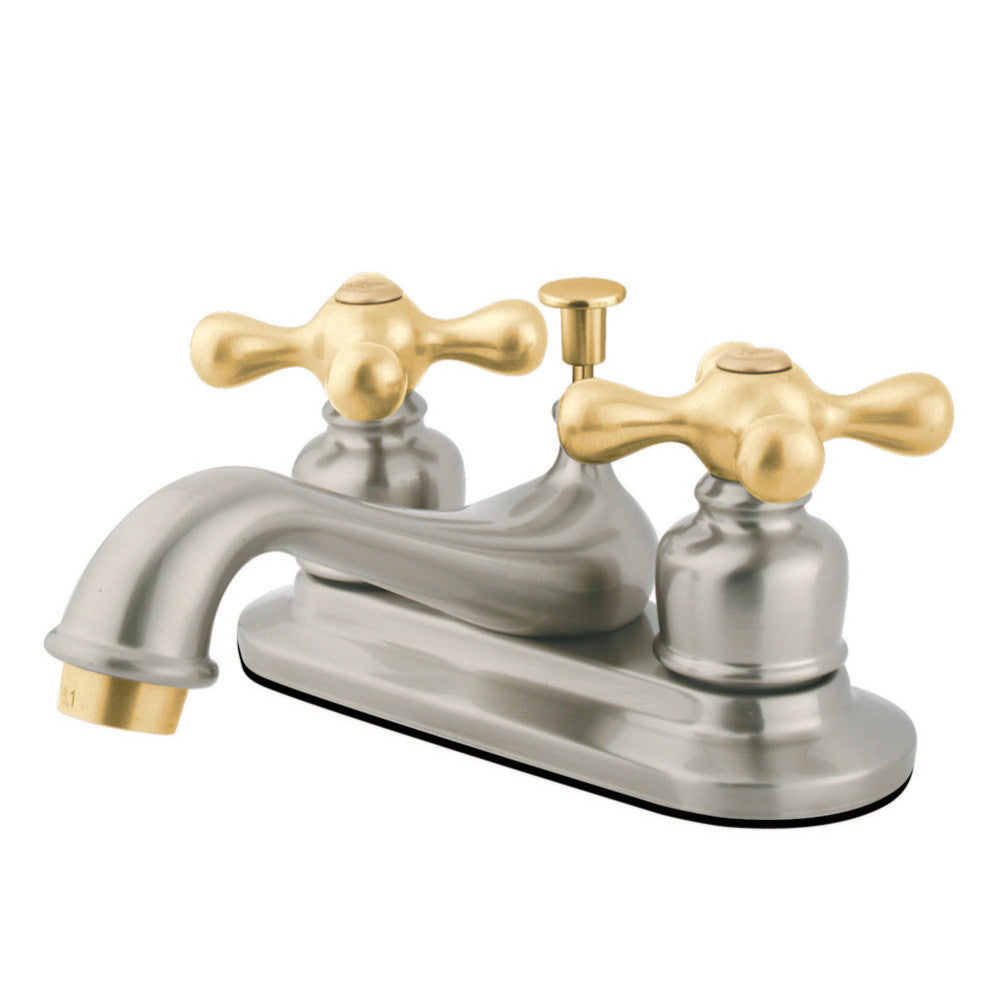 Kingston Brass GKB609AX 4 in. Centerset Bathroom Faucet, Brushed Nickel/Polished Brass - BNGBath