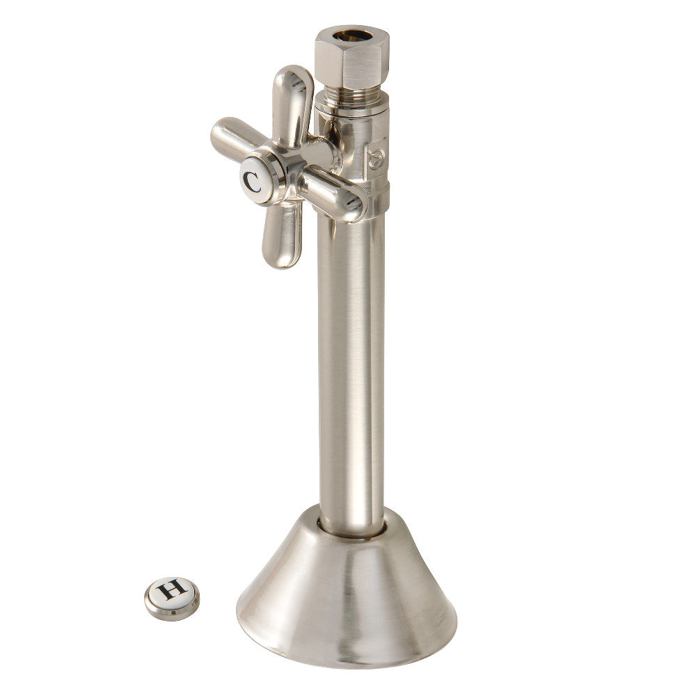 Kingston Brass CC83258X 1/2" Sweat x 3/8" OD Comp Straight Shut-Off Valve with 5" Extension, Brushed Nickel - BNGBath