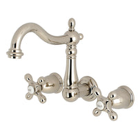 Thumbnail for Kingston Brass KS1256AX 8-Inch Center Wall Mount Bathroom Faucet, Polished Nickel - BNGBath