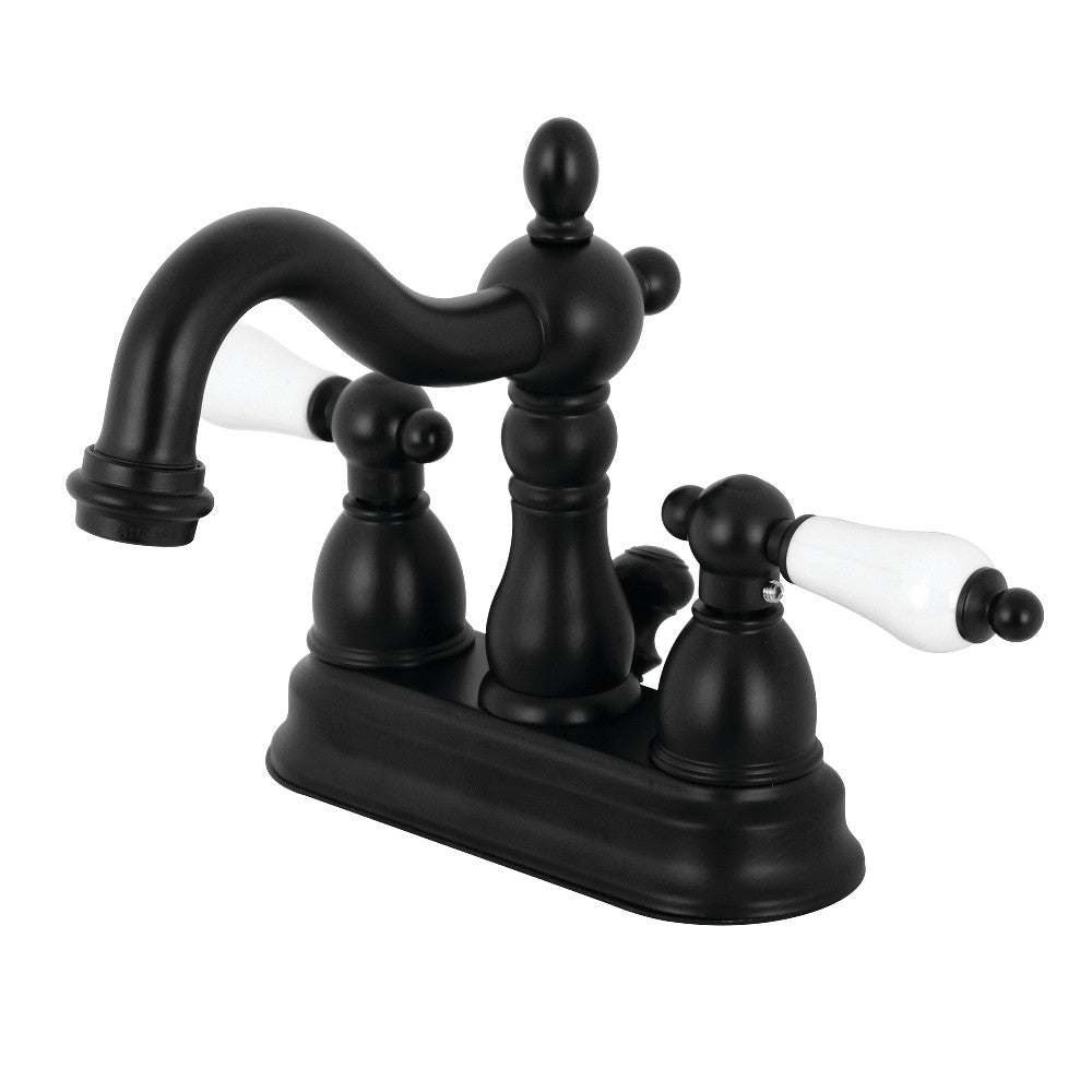 Kingston Brass KB1600PL Heritage 4 in. Centerset Bathroom Faucet, Matte Black - BNGBath