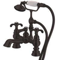 Thumbnail for Kingston Brass CC1158T5 Vintage 7-Inch Deck Mount Tub Faucet with Hand Shower, Oil Rubbed Bronze - BNGBath