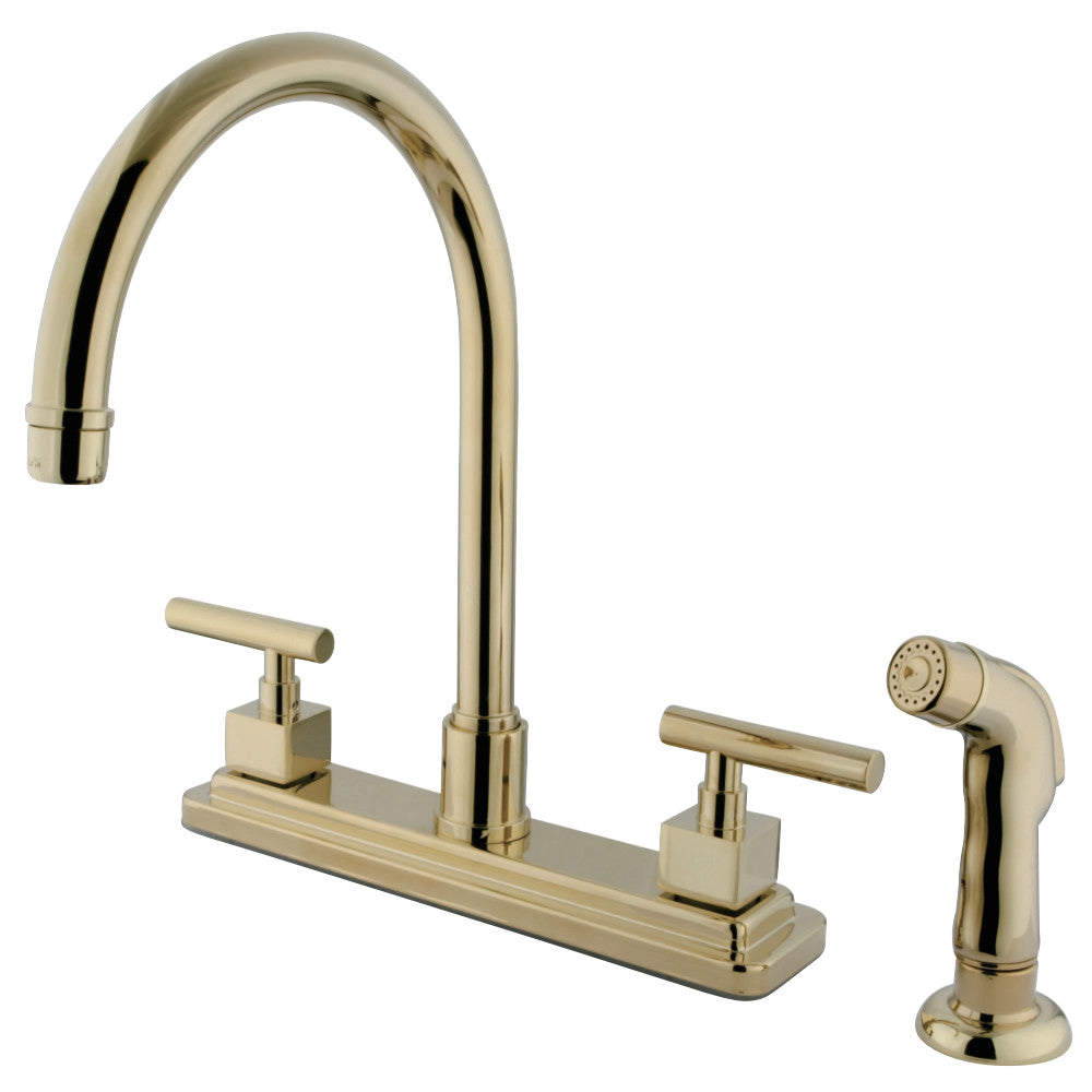 Kingston Brass KS8792CQL Claremont Centerset Kitchen Faucet, Polished Brass - BNGBath