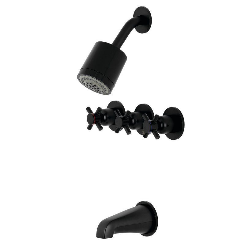 Kingston Brass KBX8130DX Concord Three-Handle Tub and Shower Faucet, Matte Black - BNGBath