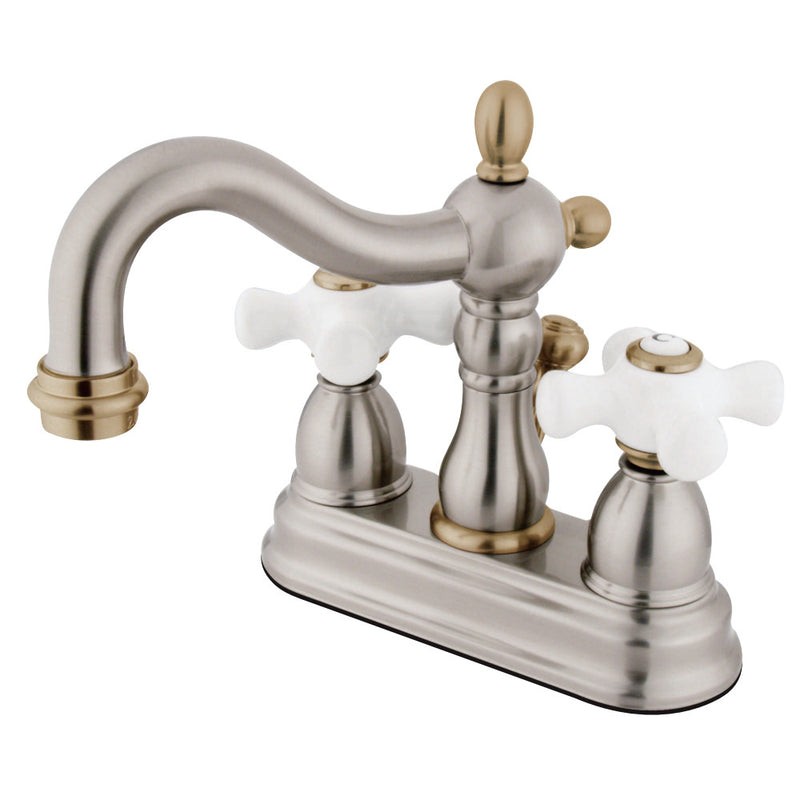 Kingston Brass KB1609PX Heritage 4 in. Centerset Bathroom Faucet, Brushed Nickel/Polished Brass - BNGBath
