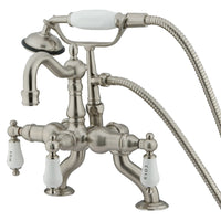 Thumbnail for Kingston Brass CC2009T8 Vintage Clawfoot Tub Faucet with Hand Shower, Brushed Nickel - BNGBath