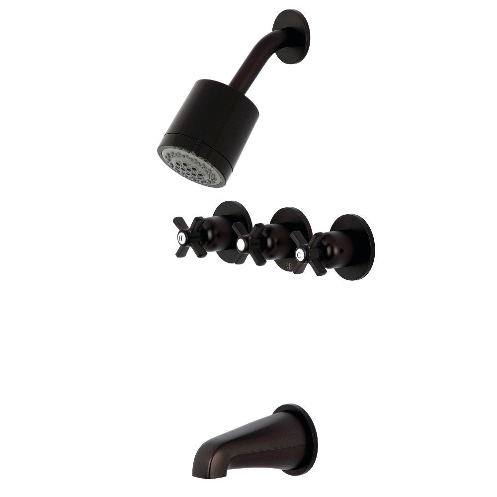 Kingston Brass KBX8135ZX Millennium Three-Handle Tub and Shower Faucet, Oil Rubbed Bronze - BNGBath