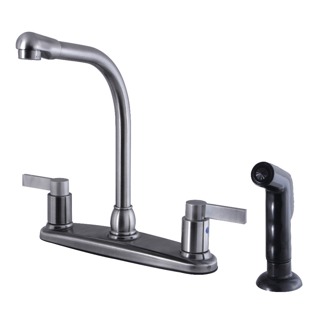 Kingston Brass FB2754NDLSP NuvoFusion 8-Inch Centerset Kitchen Faucet with Sprayer, Black Stainless - BNGBath