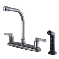 Thumbnail for Kingston Brass FB2754NDLSP NuvoFusion 8-Inch Centerset Kitchen Faucet with Sprayer, Black Stainless - BNGBath